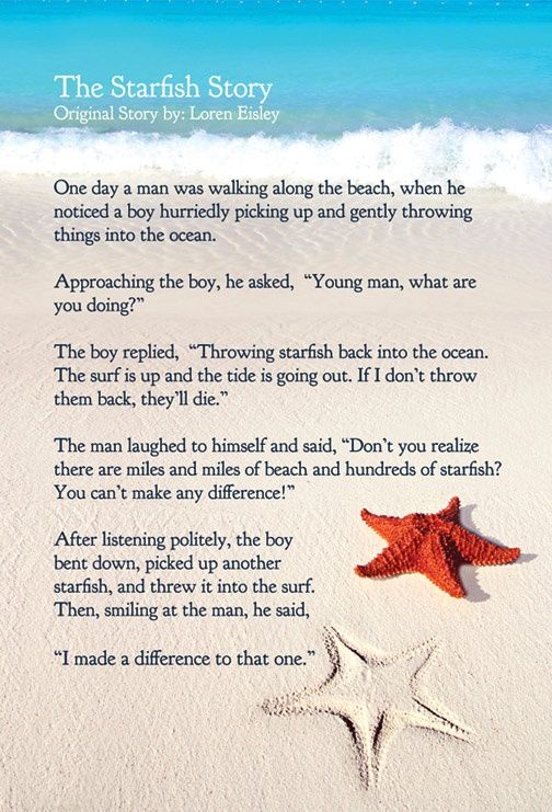 a97838b531e7238fe534a33672fed898--starfish-story-making-a-difference